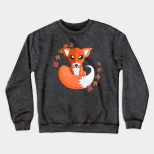 The Red Fox with Fall Leaves Crewneck Sweatshirt